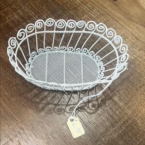 White Wire Basket with Spiral Design